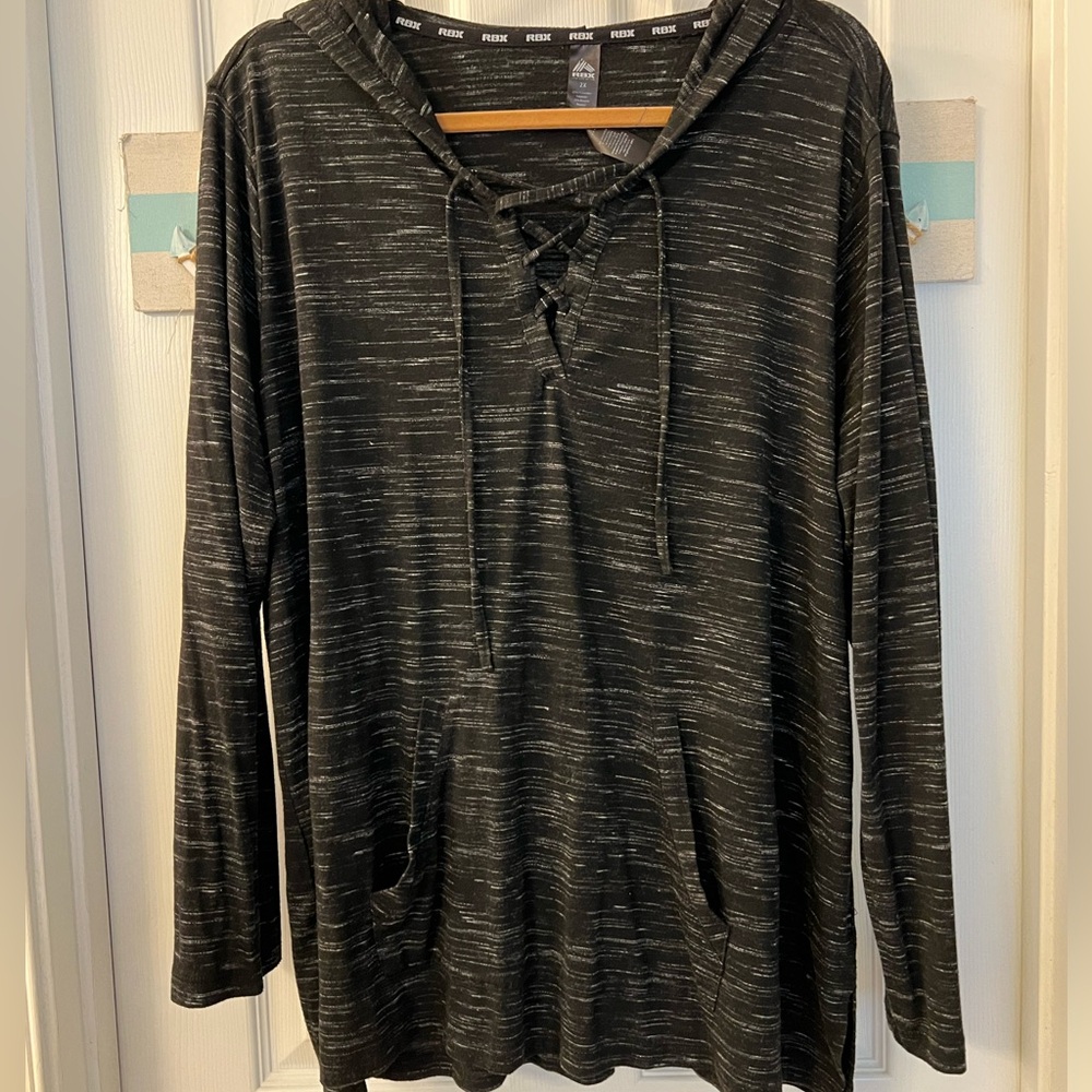 RBX Lace Up Tie Front Lightweight Hooded Top Sz 2X
